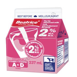 Beatrice, 2% Partly Skimmed Milk, 237ml